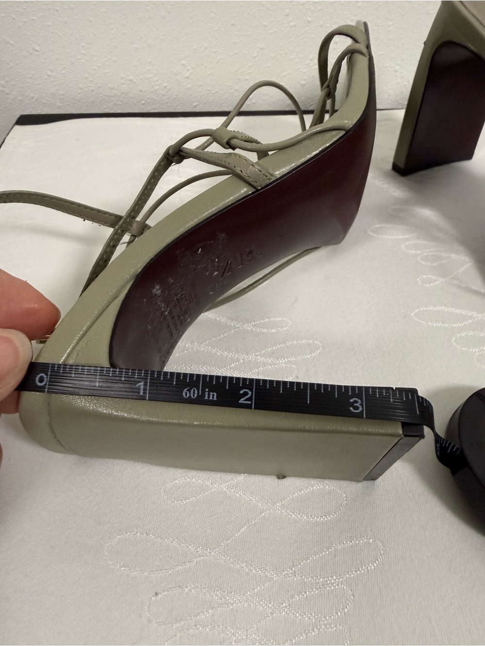 Zara Strappy Block Heel Sandals Sage Taupe Square Toe Ankle Strap EU 38 - Picture 9 of 11